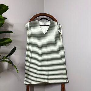 J. Crew MEDIUM Ivory Green Striped V Neck Dress Style G6455